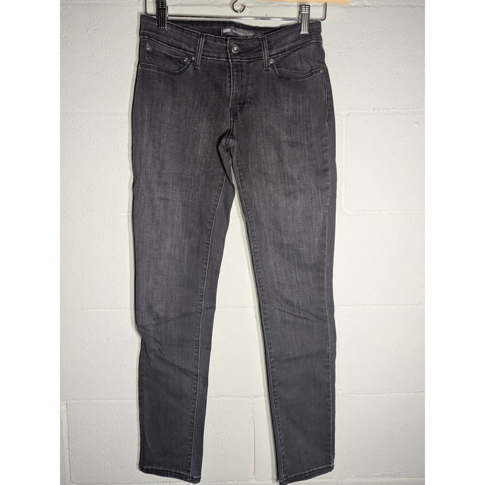 Levi's Womens Demi Curve Mid Rise SKINNY JEANS Pants Casual Black Sz 4/27‎